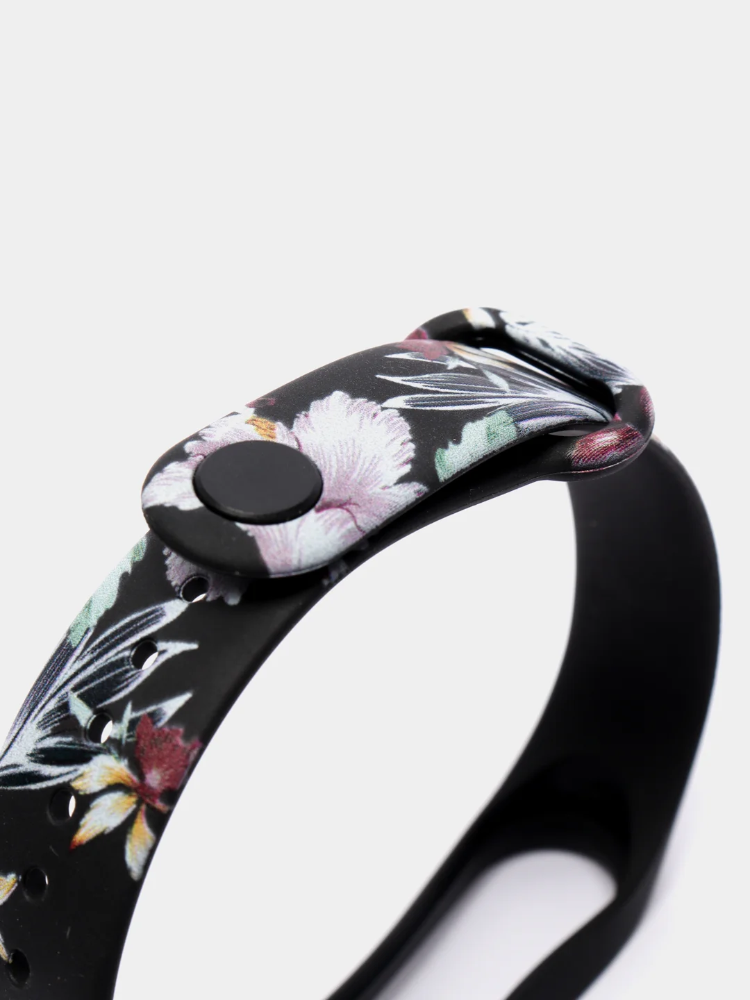 Кремовый силиконовый ремешок для Xiaomi mi band 3 / 4 / 5 / 6 / 7 принты с цветами