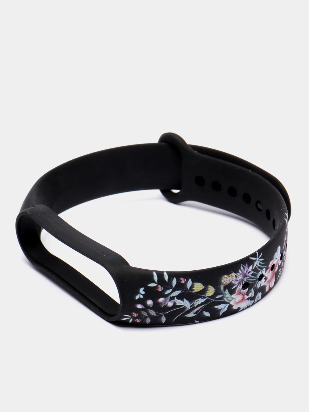 Желтый силиконовый ремешок для Xiaomi mi band 3 / 4 / 5 / 6 / 7 принты с цветами