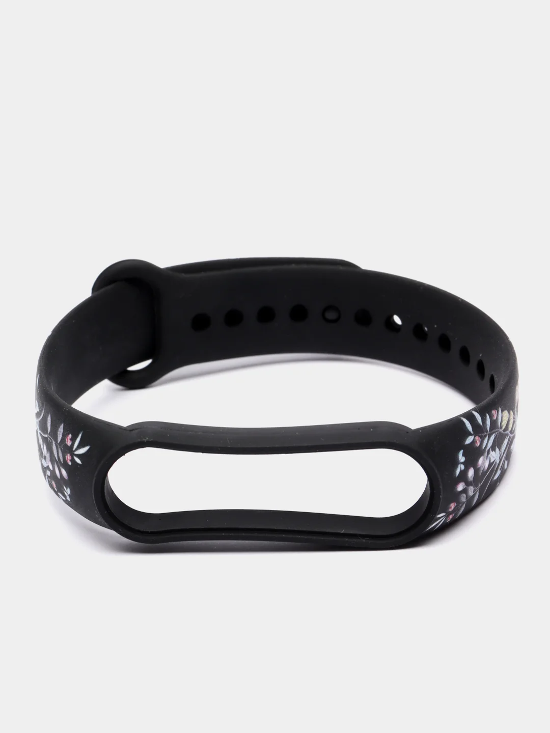 Желтый силиконовый ремешок для Xiaomi mi band 3 / 4 / 5 / 6 / 7 принты с цветами