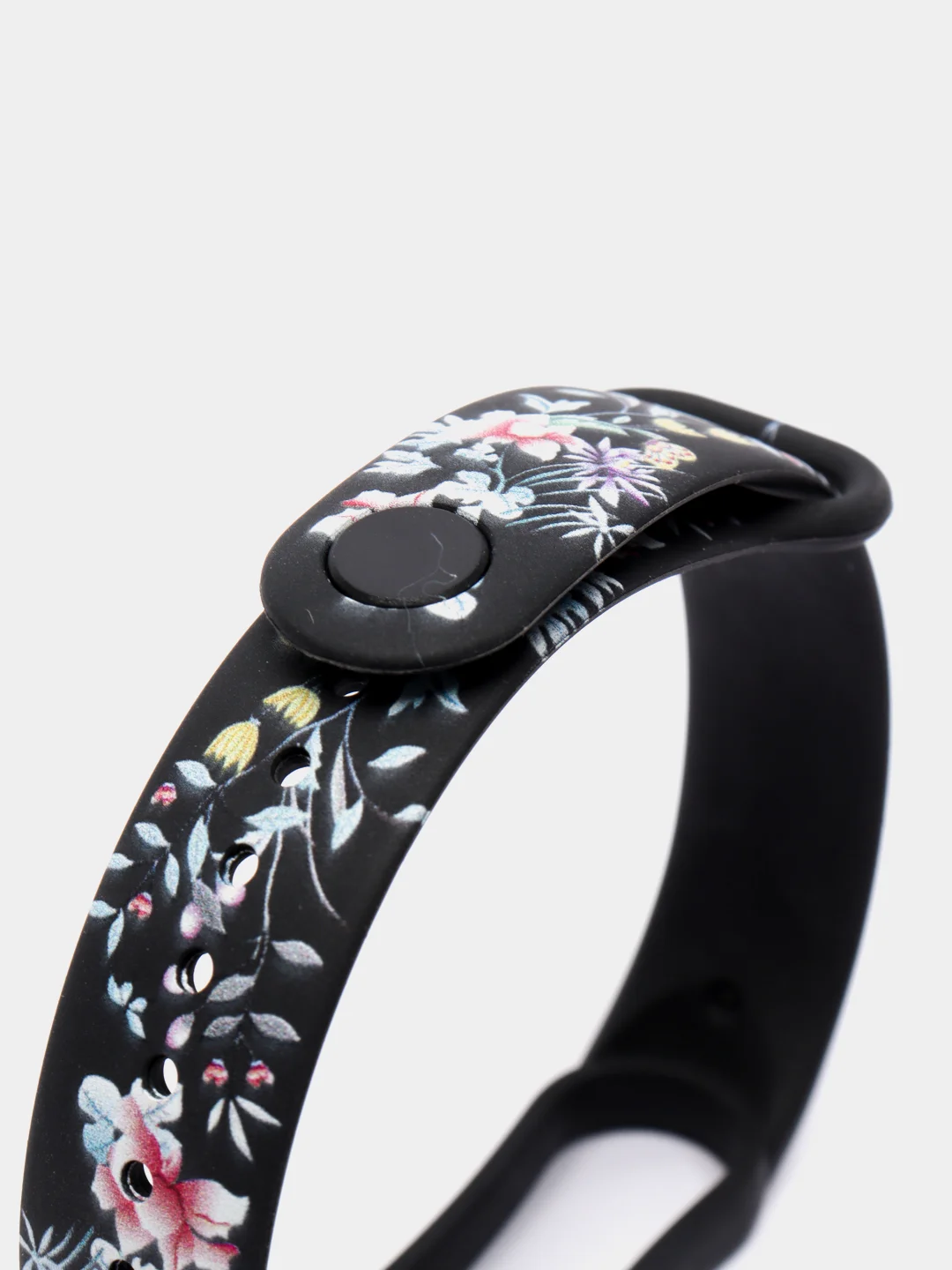 Желтый силиконовый ремешок для Xiaomi mi band 3 / 4 / 5 / 6 / 7 принты с цветами
