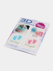3D наклейка (3Д объемная наклейка) стикер на телефон гендер пати boy/girl, розовый/голубой