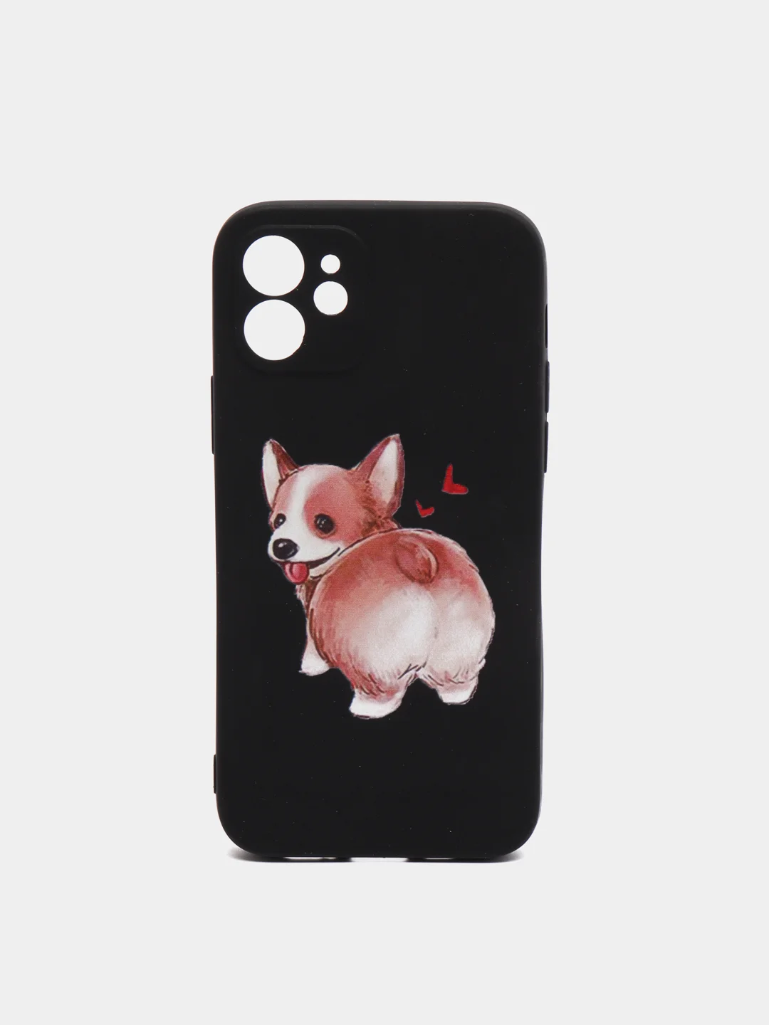 Черный чехол силиконовый для iPhone 11 / 12 Корги SiliconCase