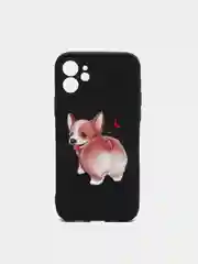 Черный чехол силиконовый для iPhone 11 / 12 Корги SiliconCase