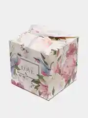 Зелёный хаки коробка подарочная для подарка "Квадратная с рисунком", складная