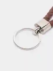 Коричневый кожаный плетеный брелок с кольцом