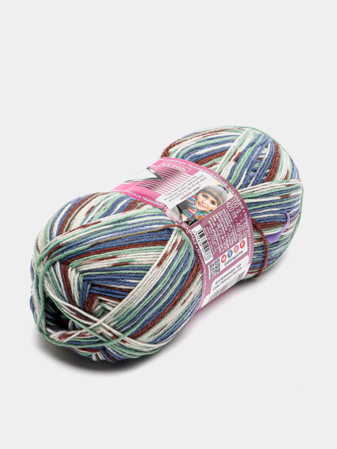 Мятный пряжа  Носочная Alize Superwash Comfort Socks 75% Шерсть 25% Полиамид 100г 420м
