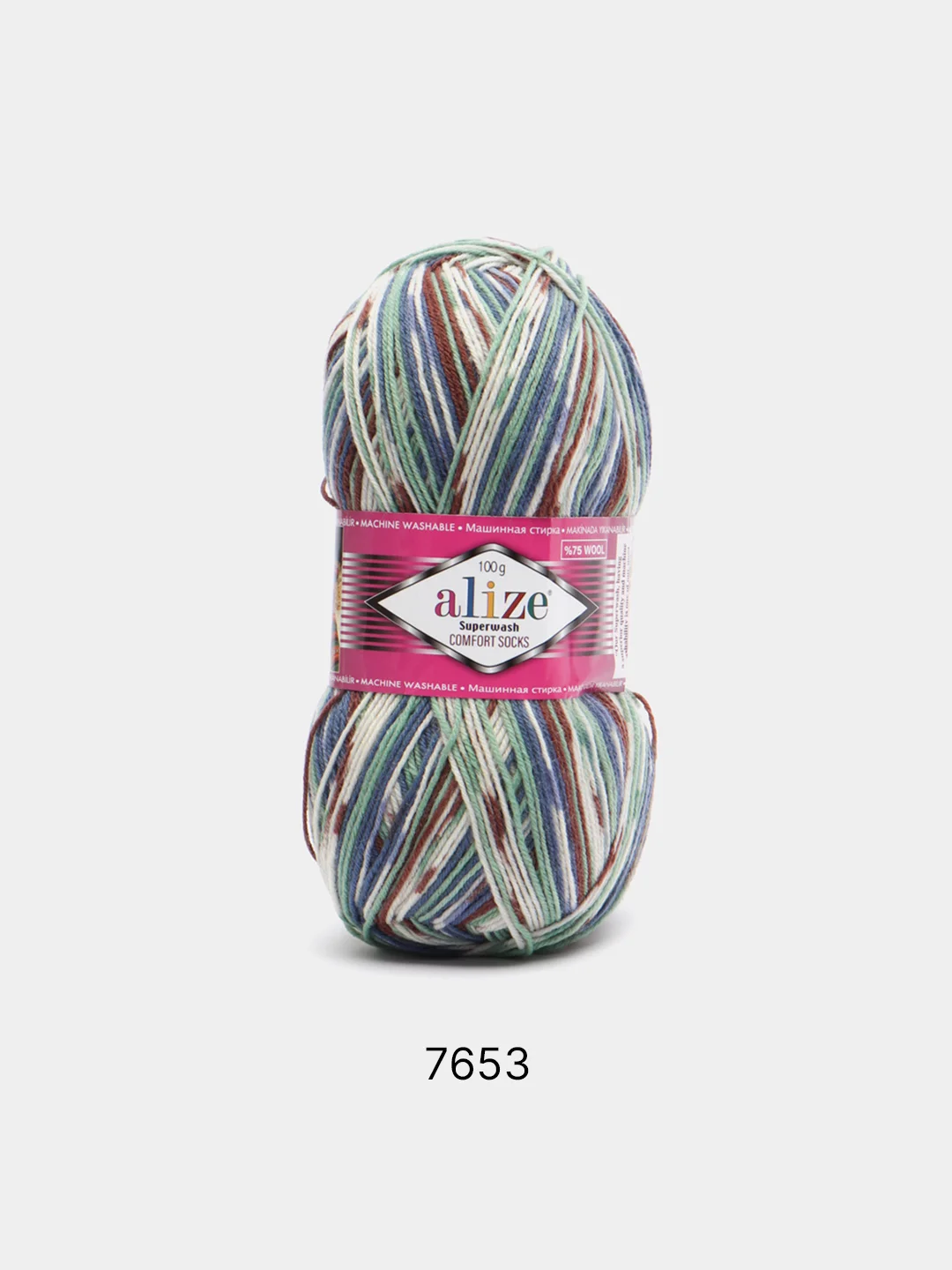 Мятный пряжа  Носочная Alize Superwash Comfort Socks 75% Шерсть 25% Полиамид 100г 420м
