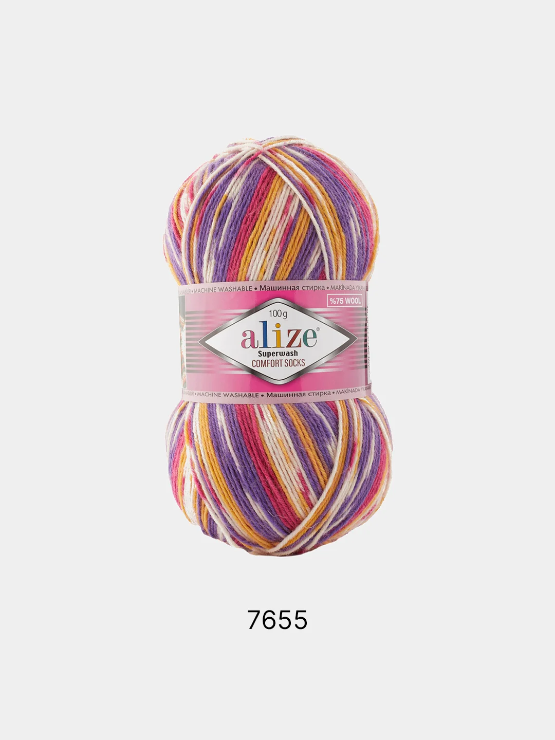 Пурпурный пряжа  Носочная Alize Superwash Comfort Socks 75% Шерсть 25% Полиамид 100г 420м