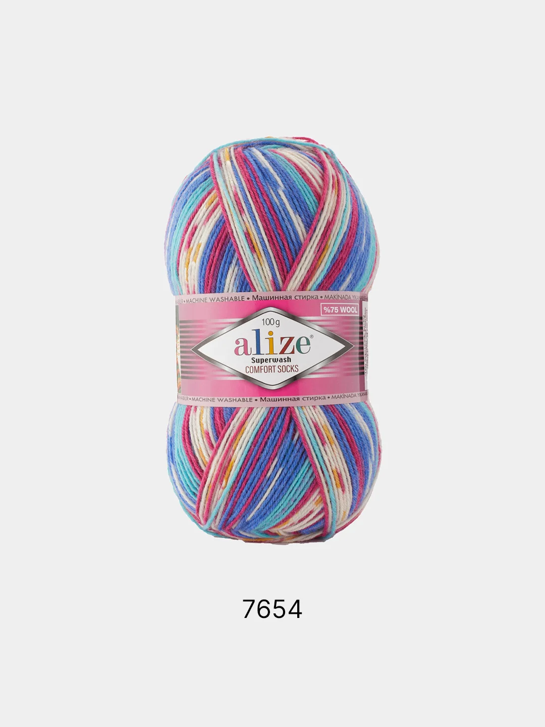 Конфетный пряжа  Носочная Alize Superwash Comfort Socks 75% Шерсть 25% Полиамид 100г 420м