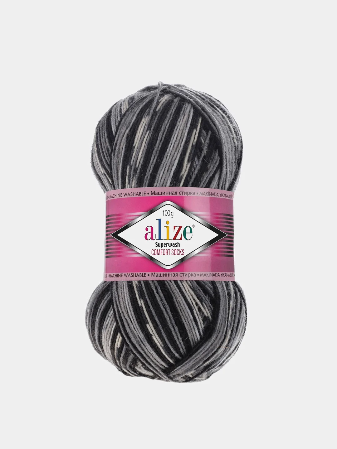 Серый пряжа  Носочная Alize Superwash Comfort Socks 75% Шерсть 25% Полиамид 100г 420м