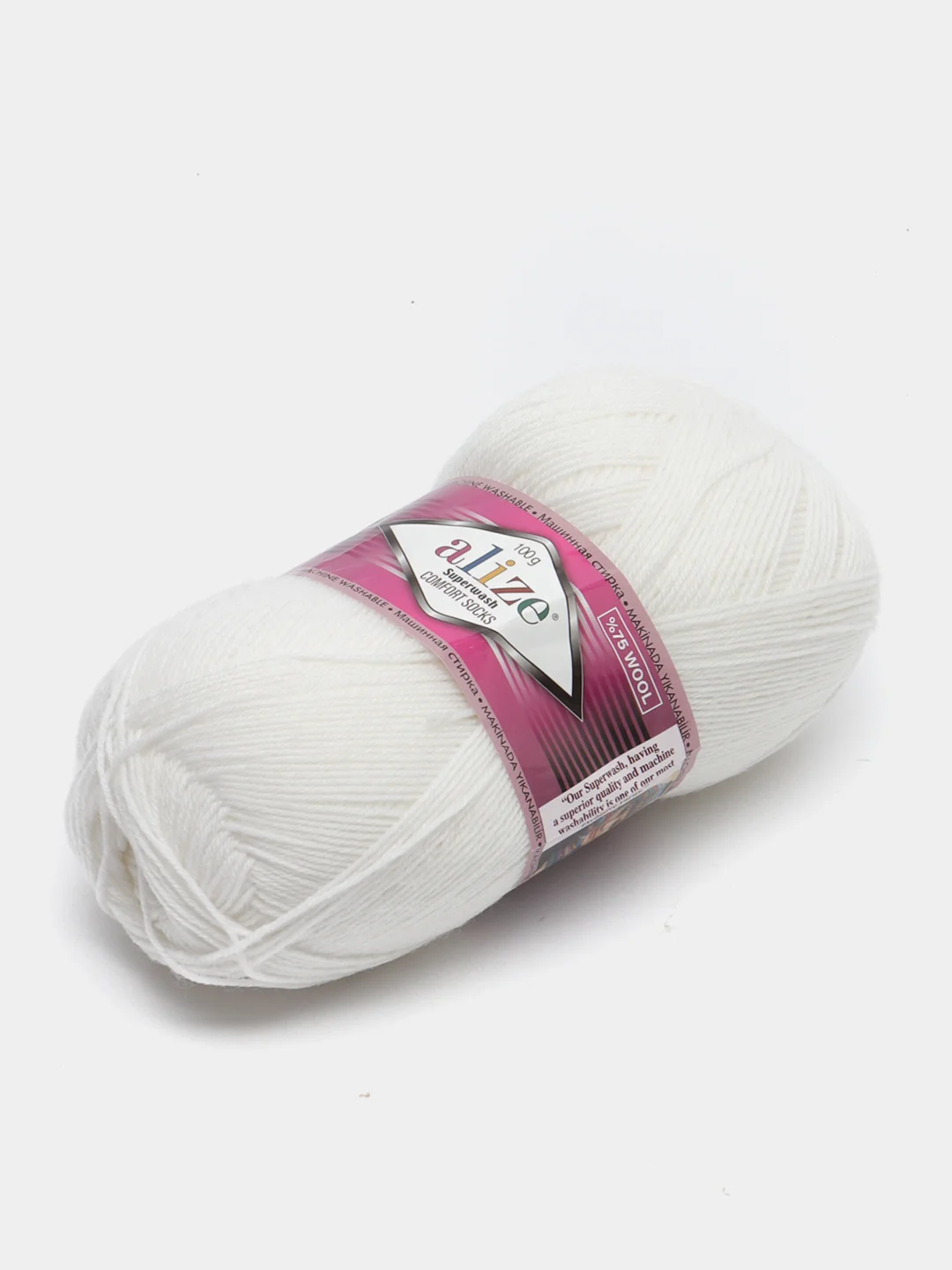 Белый пряжа  Носочная Alize Superwash Comfort Socks 75% Шерсть 25% Полиамид 100г 420м