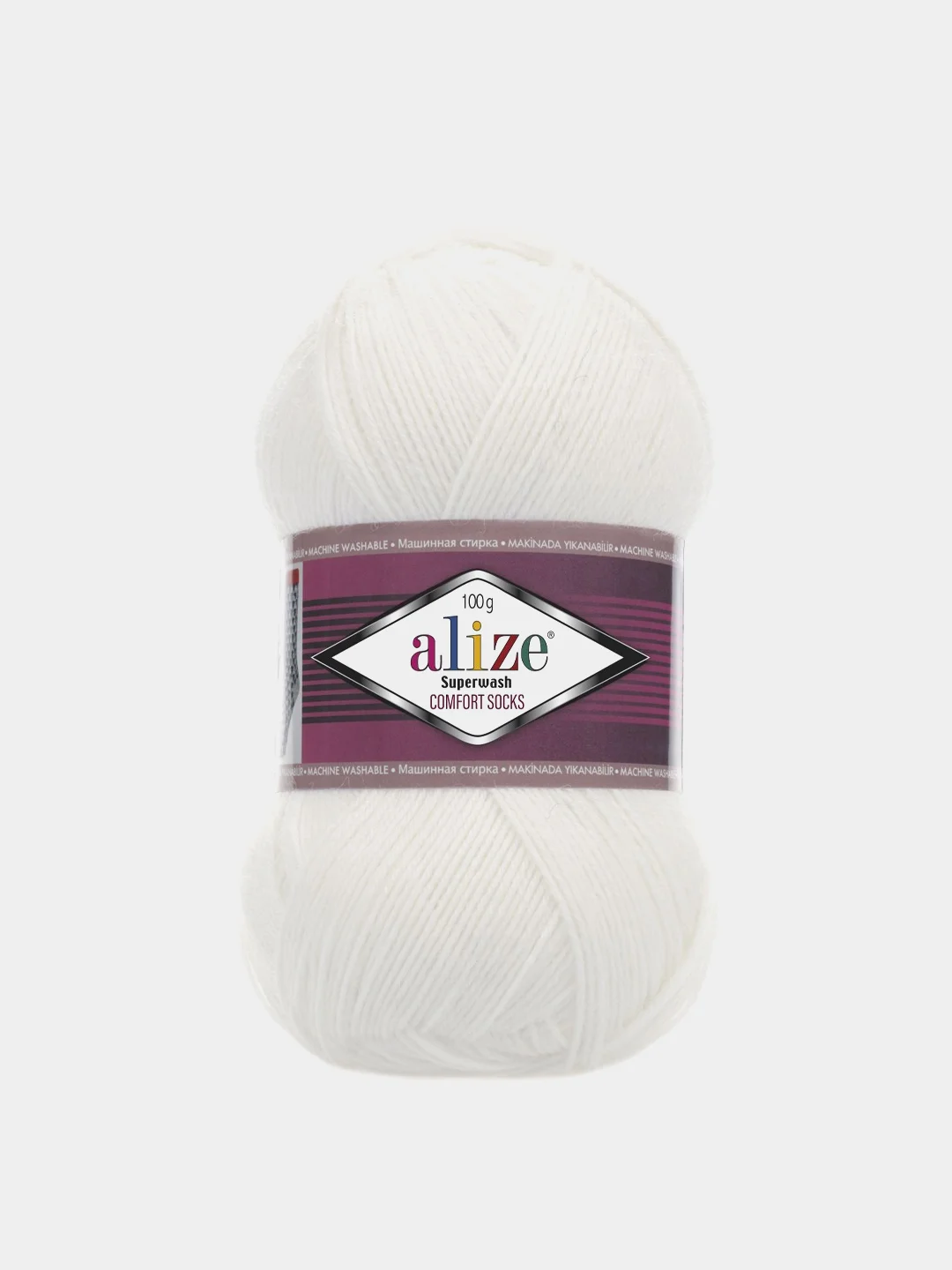 Белый пряжа  Носочная Alize Superwash Comfort Socks 75% Шерсть 25% Полиамид 100г 420м
