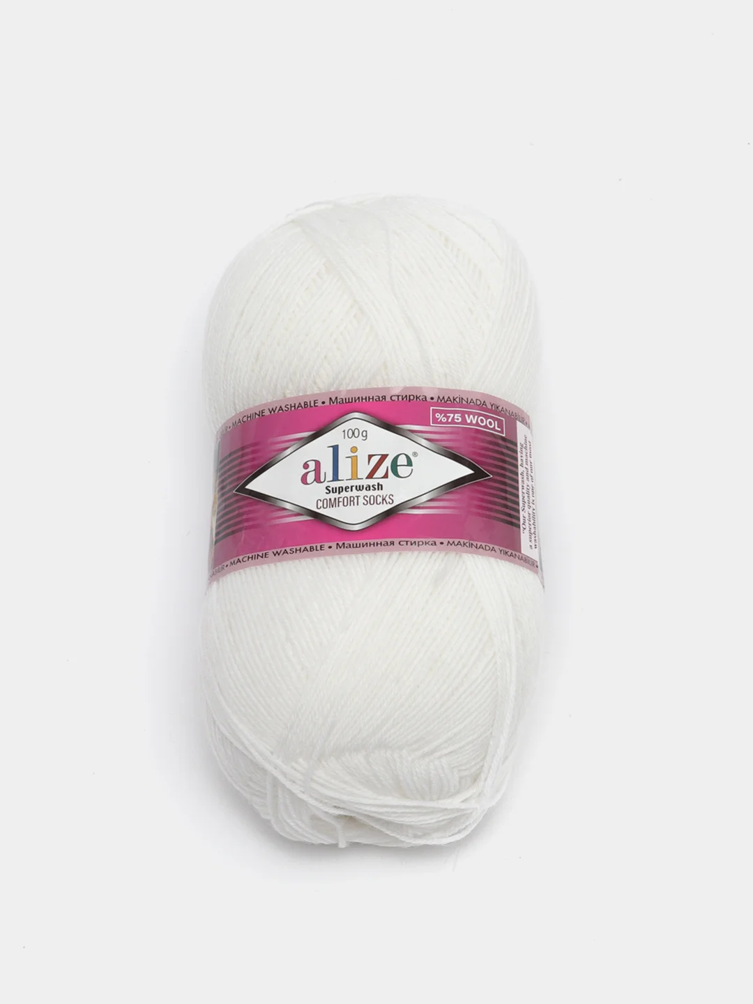Белый пряжа  Носочная Alize Superwash Comfort Socks 75% Шерсть 25% Полиамид 100г 420м
