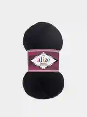 Черный пряжа  Носочная Alize Superwash Comfort Socks 75% Шерсть 25% Полиамид 100г 420м