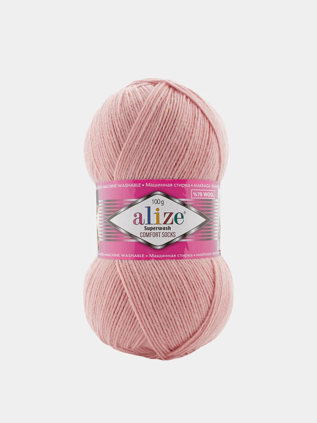 Пудровый пряжа  Носочная Alize Superwash Comfort Socks 75% Шерсть 25% Полиамид 100г 420м