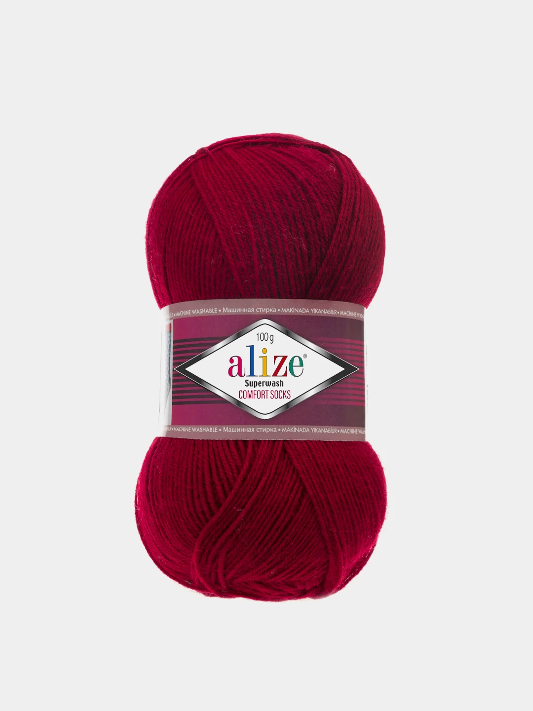Бордовый пряжа  Носочная Alize Superwash Comfort Socks 75% Шерсть 25% Полиамид 100г 420м
