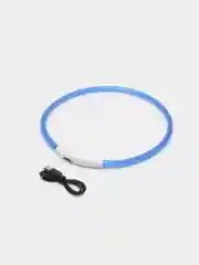 Синий светящийся LED ошейник силиконовый для собак, на USB зарядке