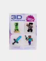Фиолетовый 3d наклейка (3Д объемная наклейка) стикер на телефон игры Майнкрафт, Крипер, свинка