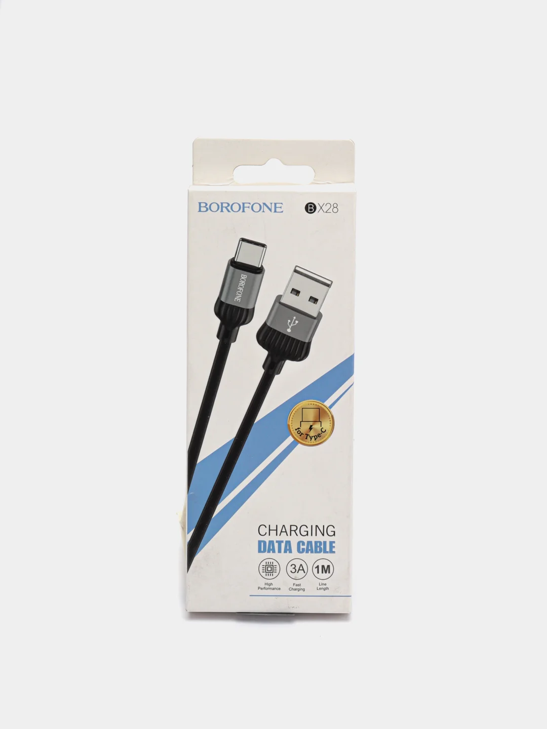 Серый кабель зарядный для андроид Borofone BX28, Type-C, 3.0A, 1м