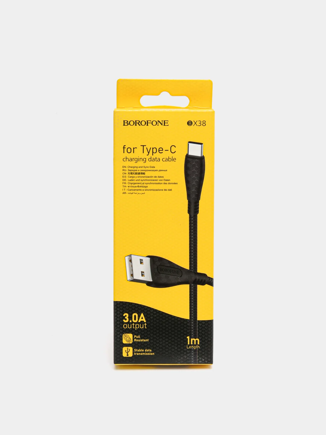 Черный кабель зарядный для андроид Borofone BX38, Type-C, 3.0A, 1м