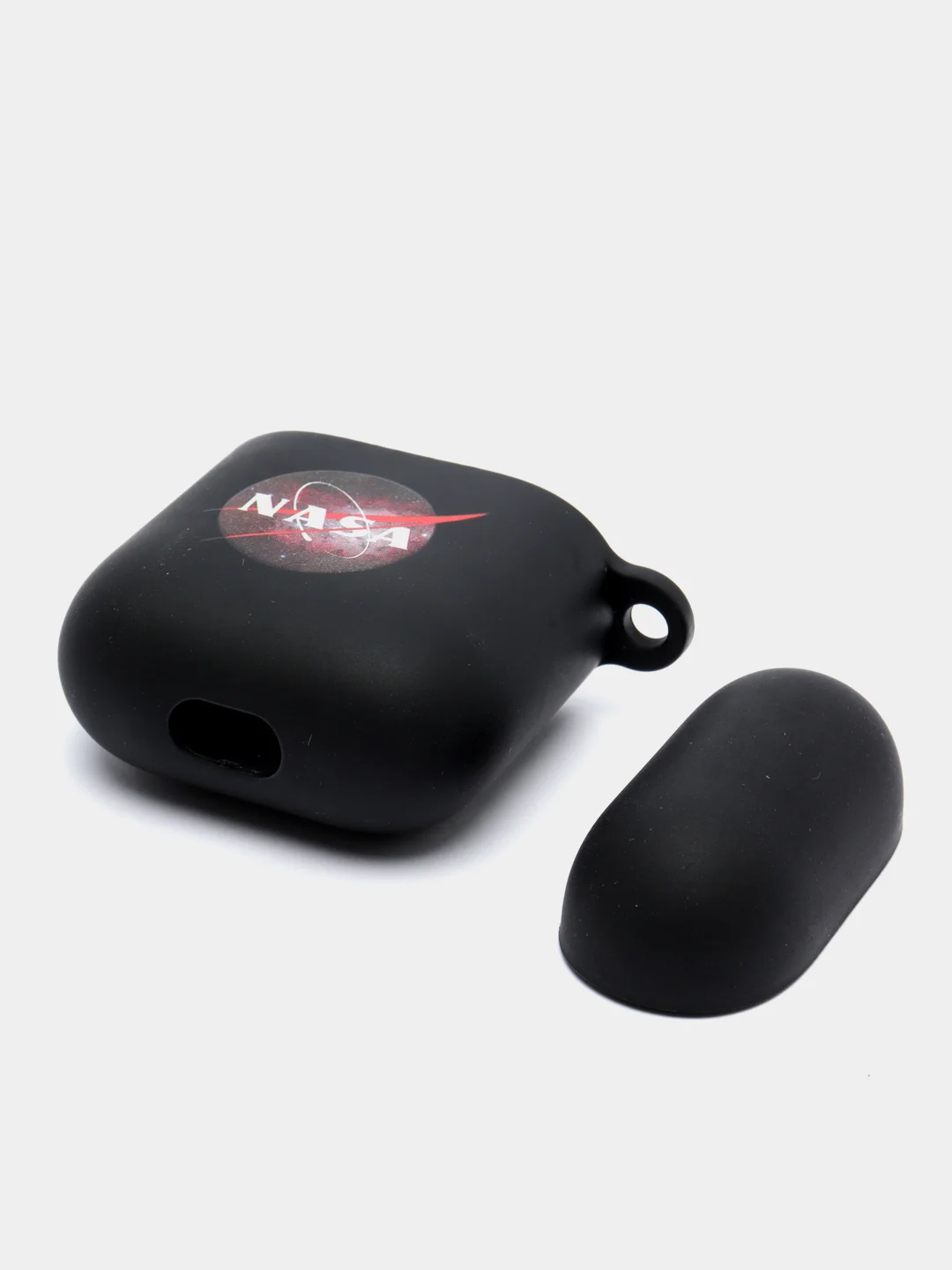 Бордовый силиконовый чехол для наушников Apple Airpods 1, 2. с принтом Nike, Nasa (Найк, Наса))