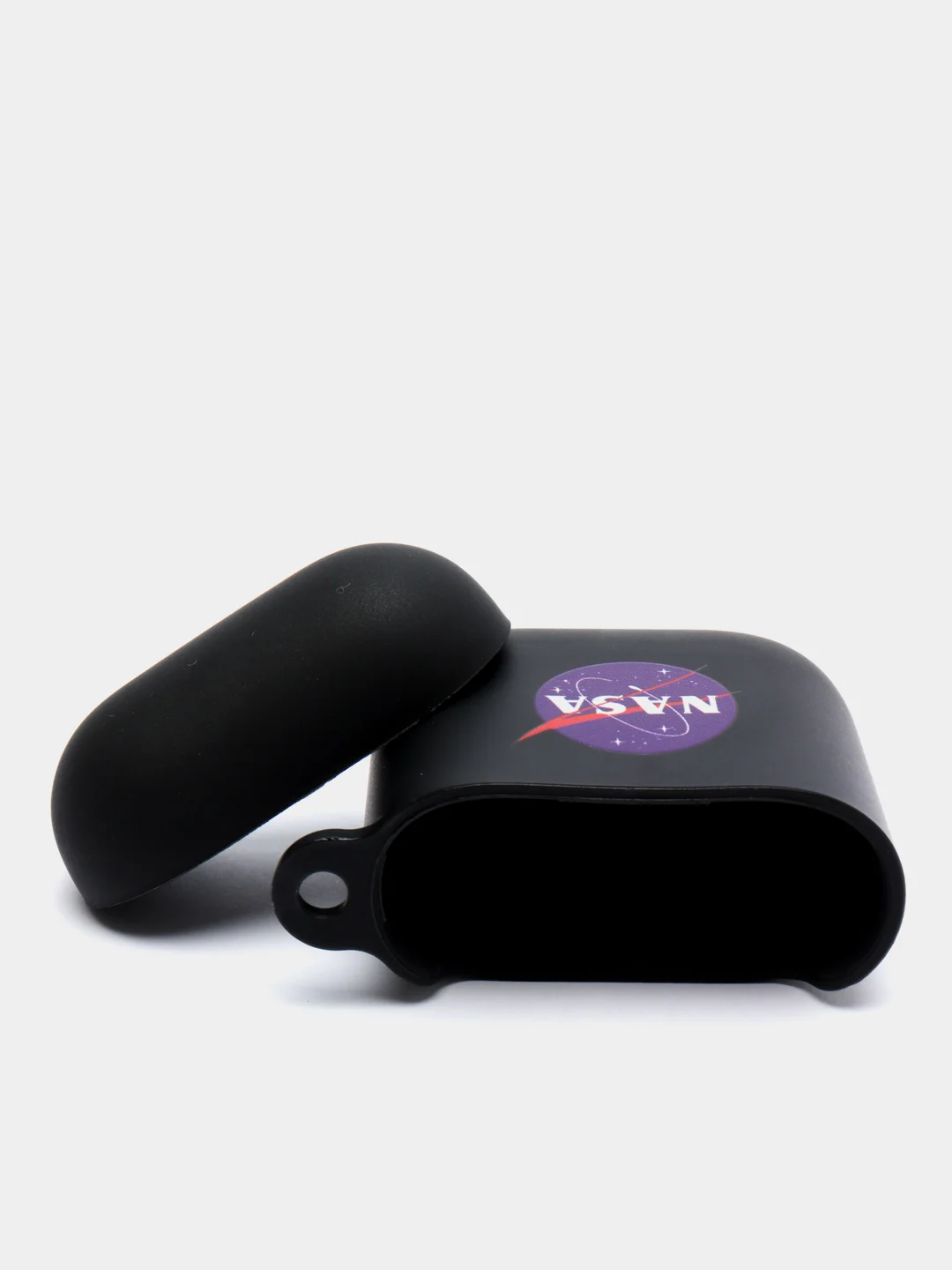 Синий силиконовый чехол для наушников Apple Airpods 1, 2. с принтом Nike, Nasa (Найк, Наса))