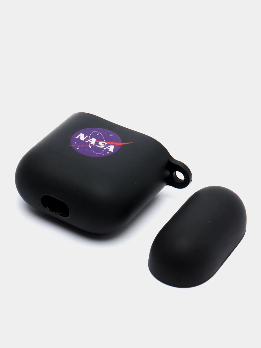 Синий силиконовый чехол для наушников Apple Airpods 1, 2. с принтом Nike, Nasa (Найк, Наса))