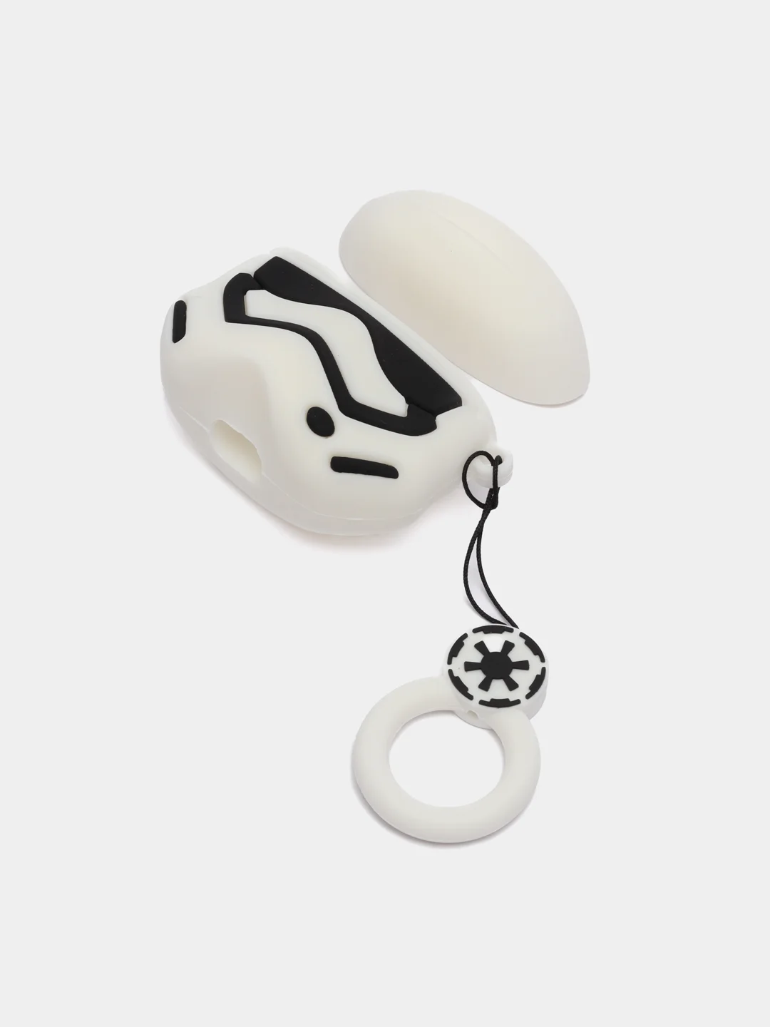 Белый чехол для беспроводных наушников AirPods (Аирподс) 1 / 2 / Pro, Pro 2 с карабином
