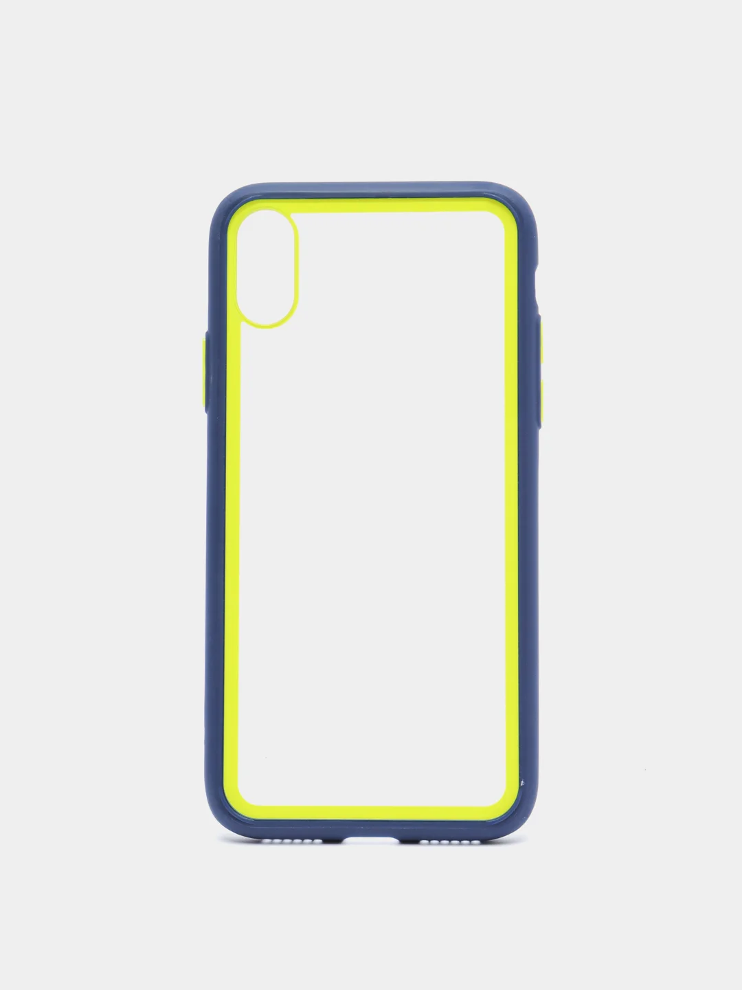 Темно-синий чехол силиконовый на iPhone X / XS с прозрачной задней панелью mobios