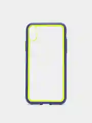 Темно-синий чехол силиконовый на iPhone X / XS с прозрачной задней панелью mobios