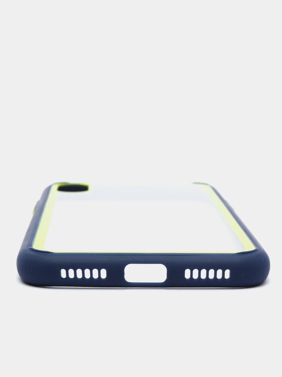 Темно-синий чехол силиконовый на iPhone X / XS с прозрачной задней панелью mobios