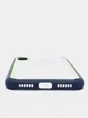 Темно-синий чехол силиконовый на iPhone X / XS с прозрачной задней панелью mobios