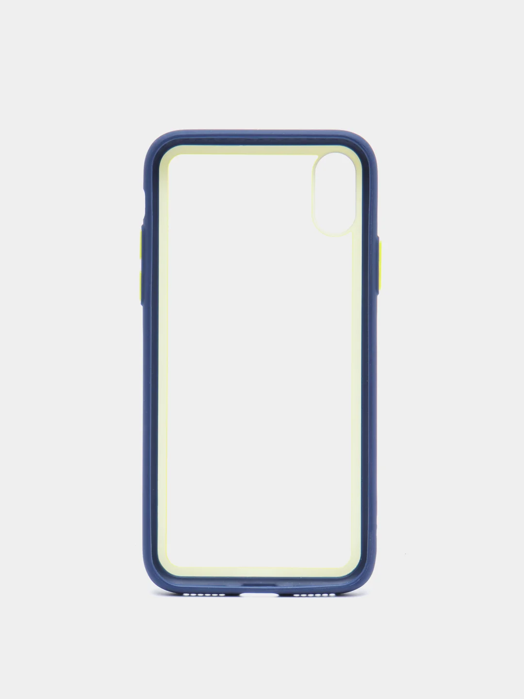 Темно-синий чехол силиконовый на iPhone X / XS с прозрачной задней панелью mobios