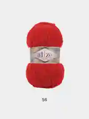 Красный пряжа плюшевая Alize Softy Plus 100% Микрополиэстер 100г 120м (Ализе софти плюс велюровая)