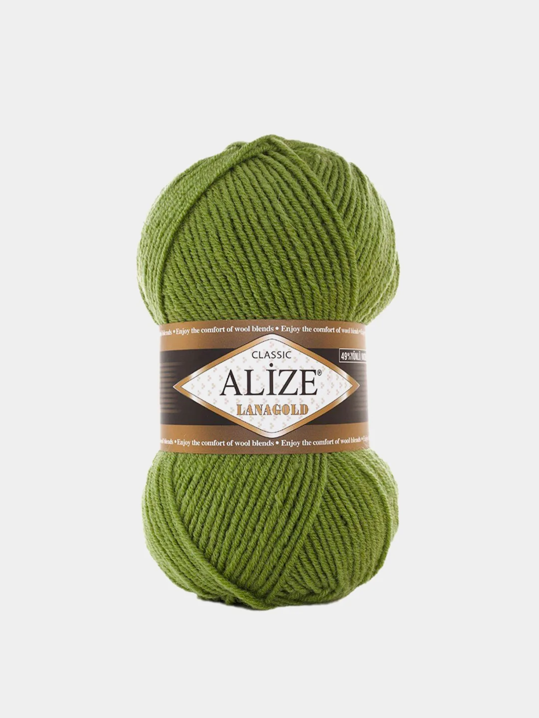 Оливковый пряжа Alize Lanagold 51% Акрил 49% Шерсть 100г 240м (часть 1)