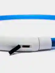 Синий светящийся LED ошейник силиконовый для собак, на USB зарядке