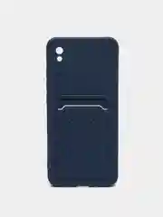 Синий чехол на REDMI 9A / 9C / Note 10 / POCO M3 с карманом для карты и мягкой вставкой