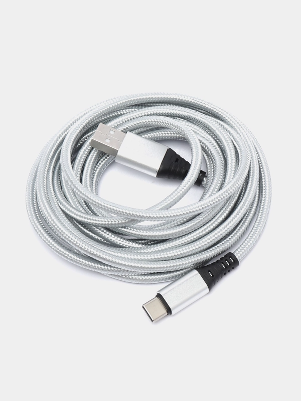 Кабель зарядный для андроид Type-C, ткань, 2.7м, 1.8м, 1.2м, нейлоновый, алюминевый сплав