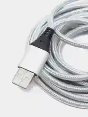 Серебряный кабель зарядный для андроид Type-C, ткань, 2.7м, 1.8м, 1.2м, нейлоновый, алюминевый сплав