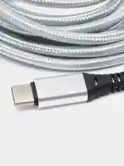 Серебряный кабель зарядный для андроид Type-C, ткань, 2.7м, 1.8м, 1.2м, нейлоновый, алюминевый сплав