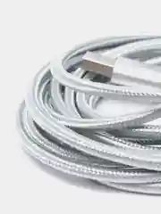 Серебряный кабель зарядный для андроид Type-C, ткань, 2.7м, 1.8м, 1.2м, нейлоновый, алюминевый сплав