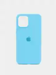 Небесно-голубой чехол для iPhone 12 Pro Max, силиконовый, c логотипом