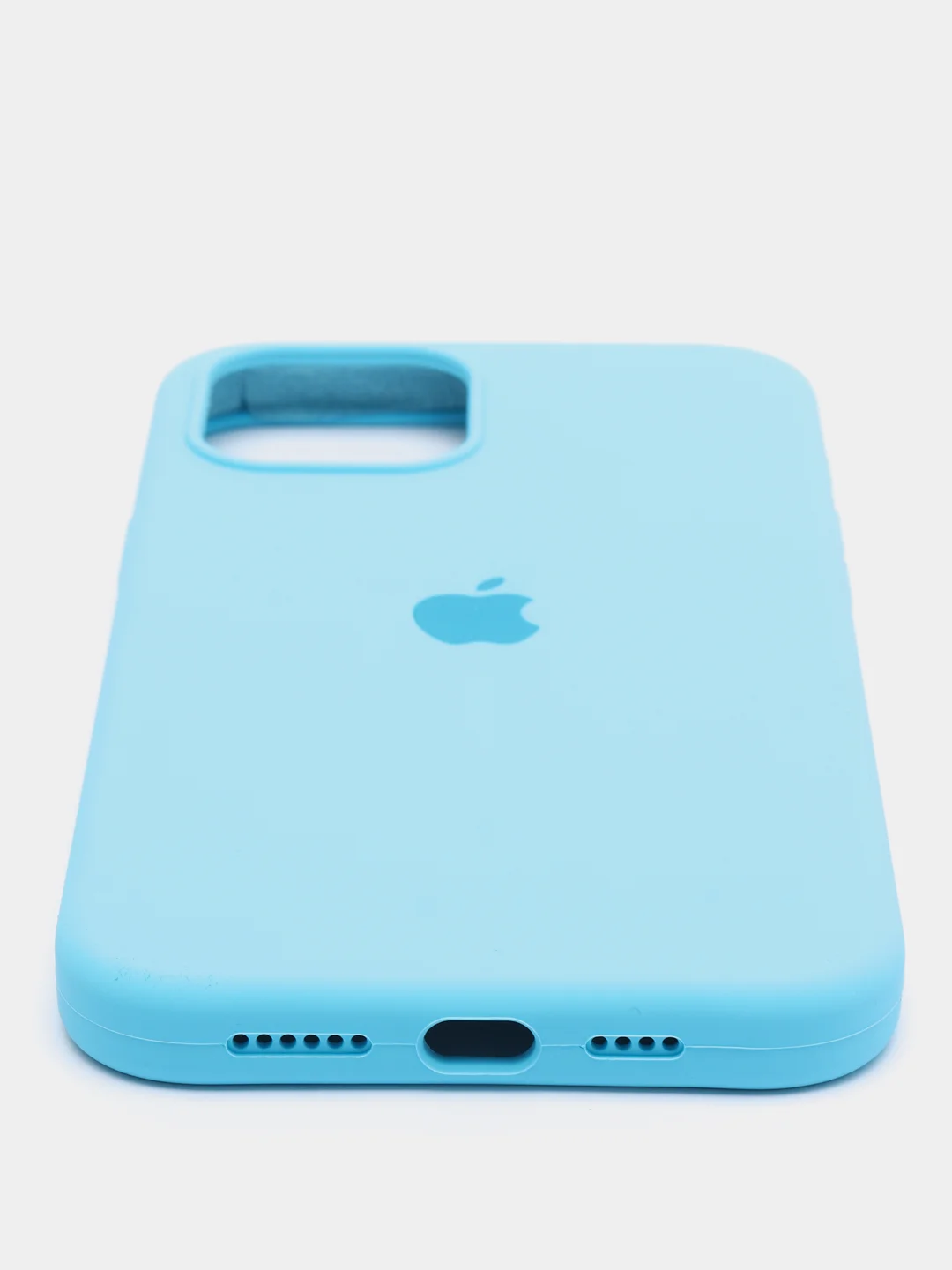 Небесно-голубой чехол для iPhone 12 Pro Max, силиконовый, c логотипом