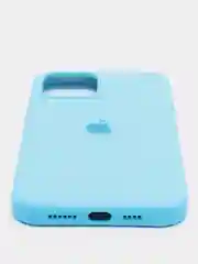 Небесно-голубой чехол для iPhone 12 Pro Max, силиконовый, c логотипом
