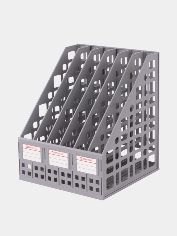 Лоток вертикальный для бумаг BRAUBERG "MAXI Plus", 240 мм, 6 отделений, сетчатый, 237016