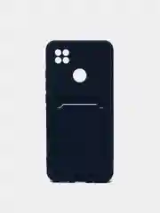 Синий чехол на REDMI 9A / 9C / Note 10 / POCO M3 с карманом для карты и мягкой вставкой