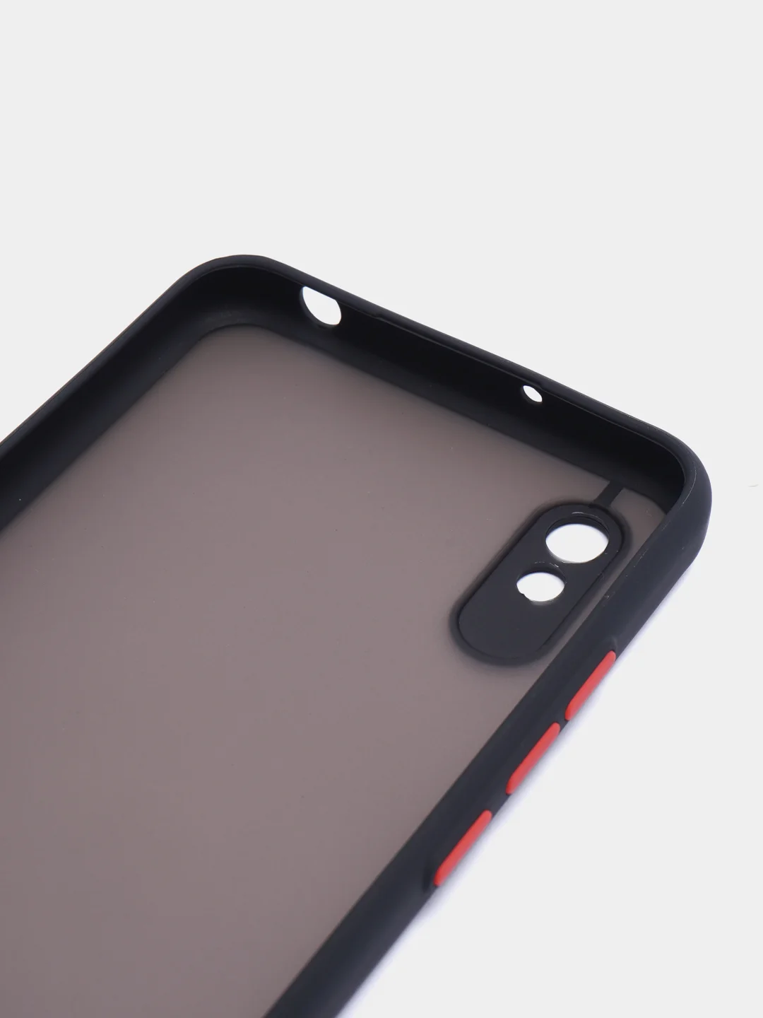Красный чехол Xiaomi POCO X3 прозрачный с защитой камеры, цветные кнопки