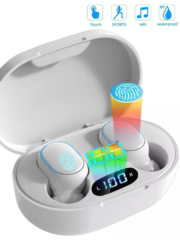 Черный беспроводные Bluetooth-наушники E7S с шумоподавлением, зарядный футляр,Беспроводные