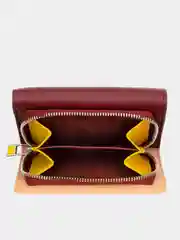 Бордовый итальянский женский цветной кожаный кошелёк DuDuBags серии Pemba