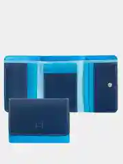 Голубой итальянский женский цветной кожаный кошелёк DuDuBags серии Pemba
